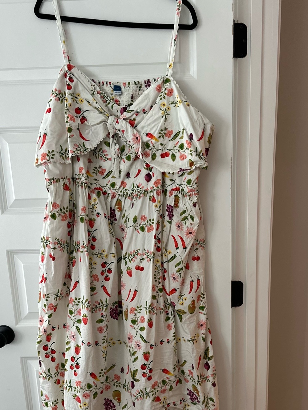 Old Navy White Midi Sundress with Fruit & Floral Print